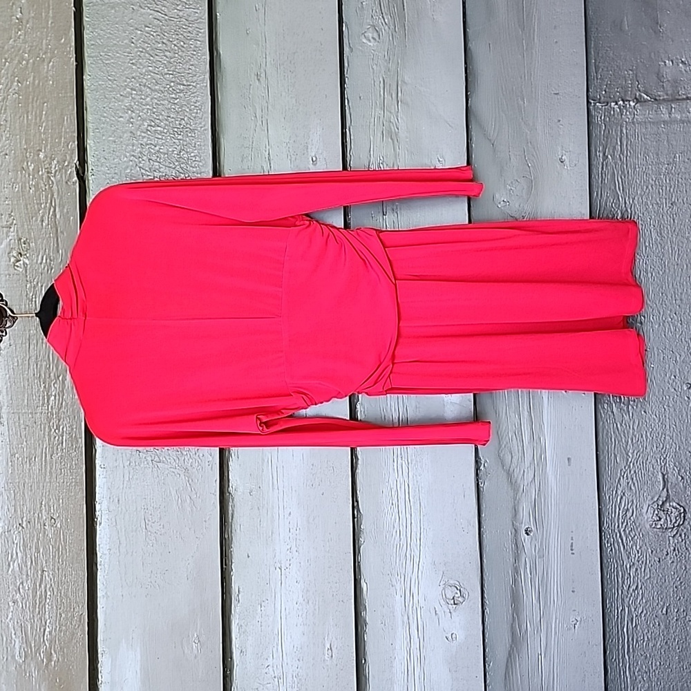 Boston Proper Plunging Stretch Jersey Dress Red sz S Women's - Picture 3 of 6